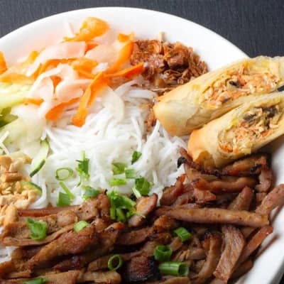 Pho 8 special noodle dish with chicken and vegetables